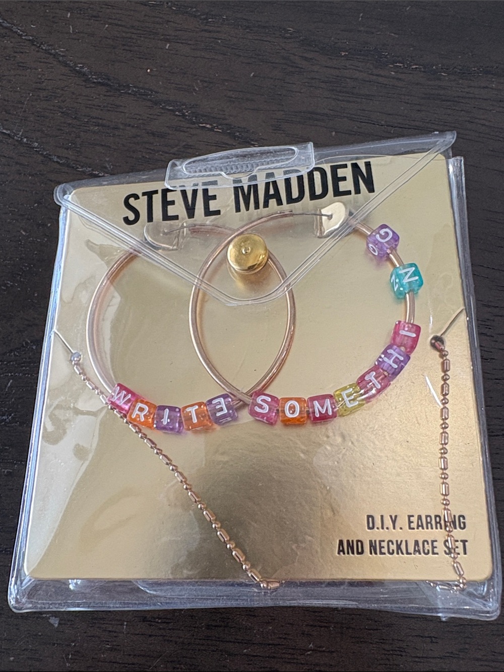 Steve Madden Pink & Multicolor Beaded Hoop Earring and Necklace Set